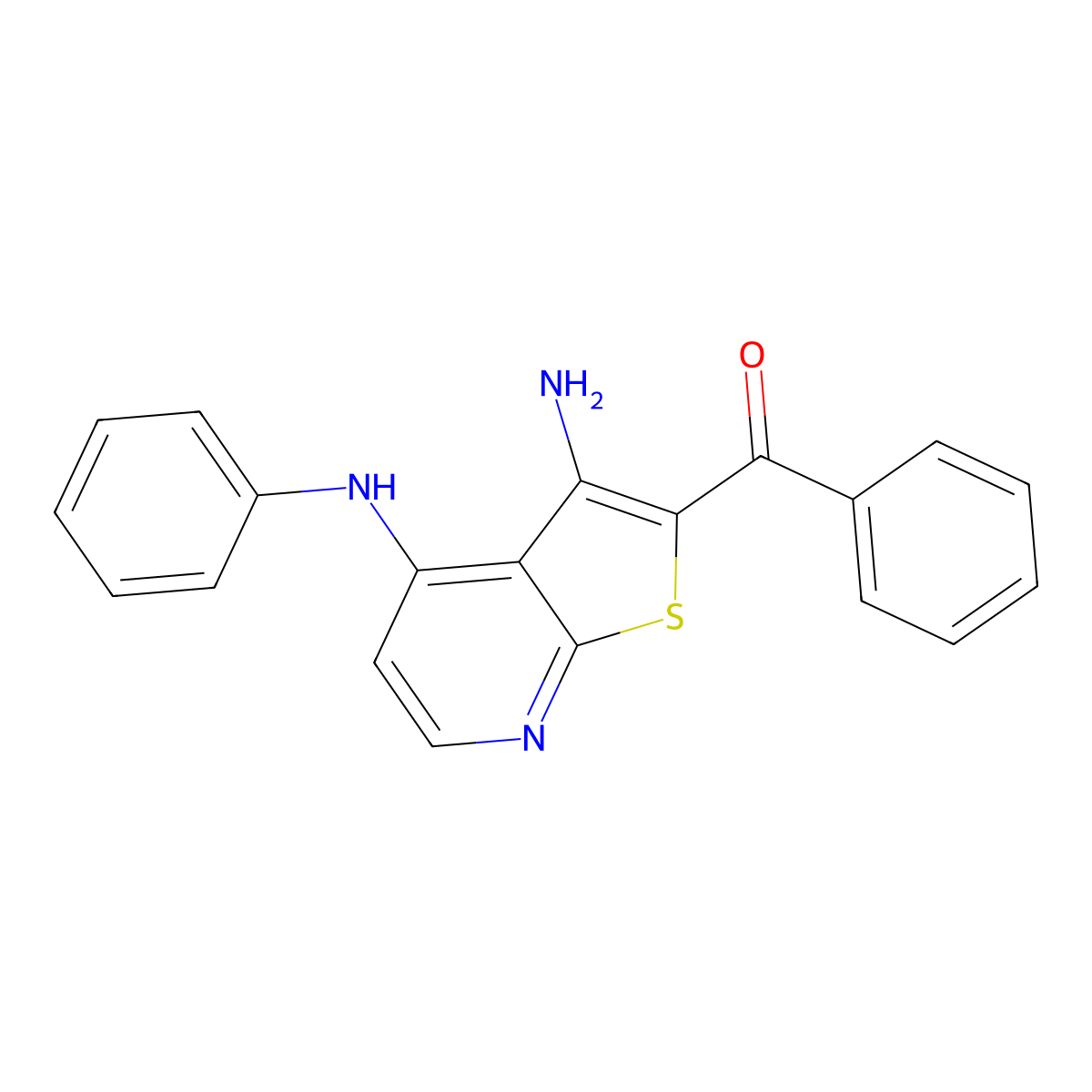 (3-Amino-4-anilinothieno[2,3-b]pyridin-2-yl)-phenylmethanone molecular structure, CAS 147992-84-5