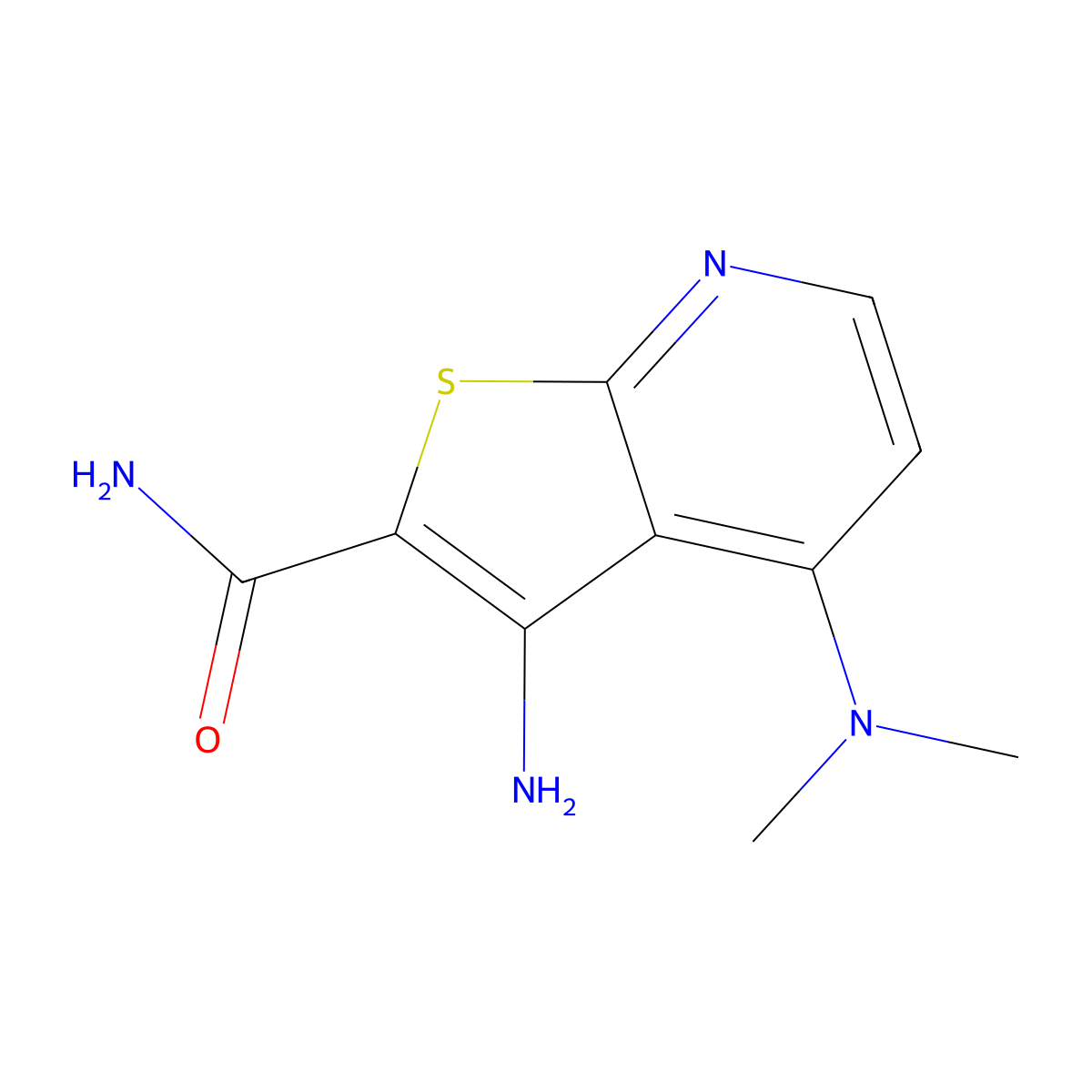 3-Amino-4-(dimethylamino)thieno[2,3-b]pyridine-2-carboxamide molecular structure, CAS 147992-87-8
