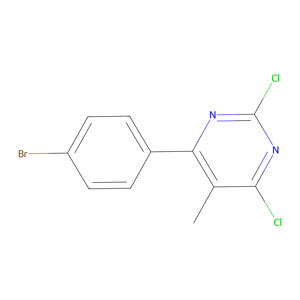 4-(4-Bromophenyl)-2,6-dichloro-5-methylpyrimidine molecular structure, CAS 1479931-46-8