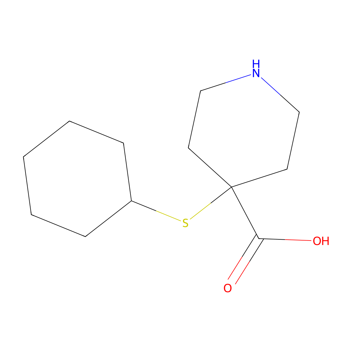 4-(Cyclohexylsulfanyl)piperidine-4-carboxylic acid molecular structure, CAS 1479943-14-0