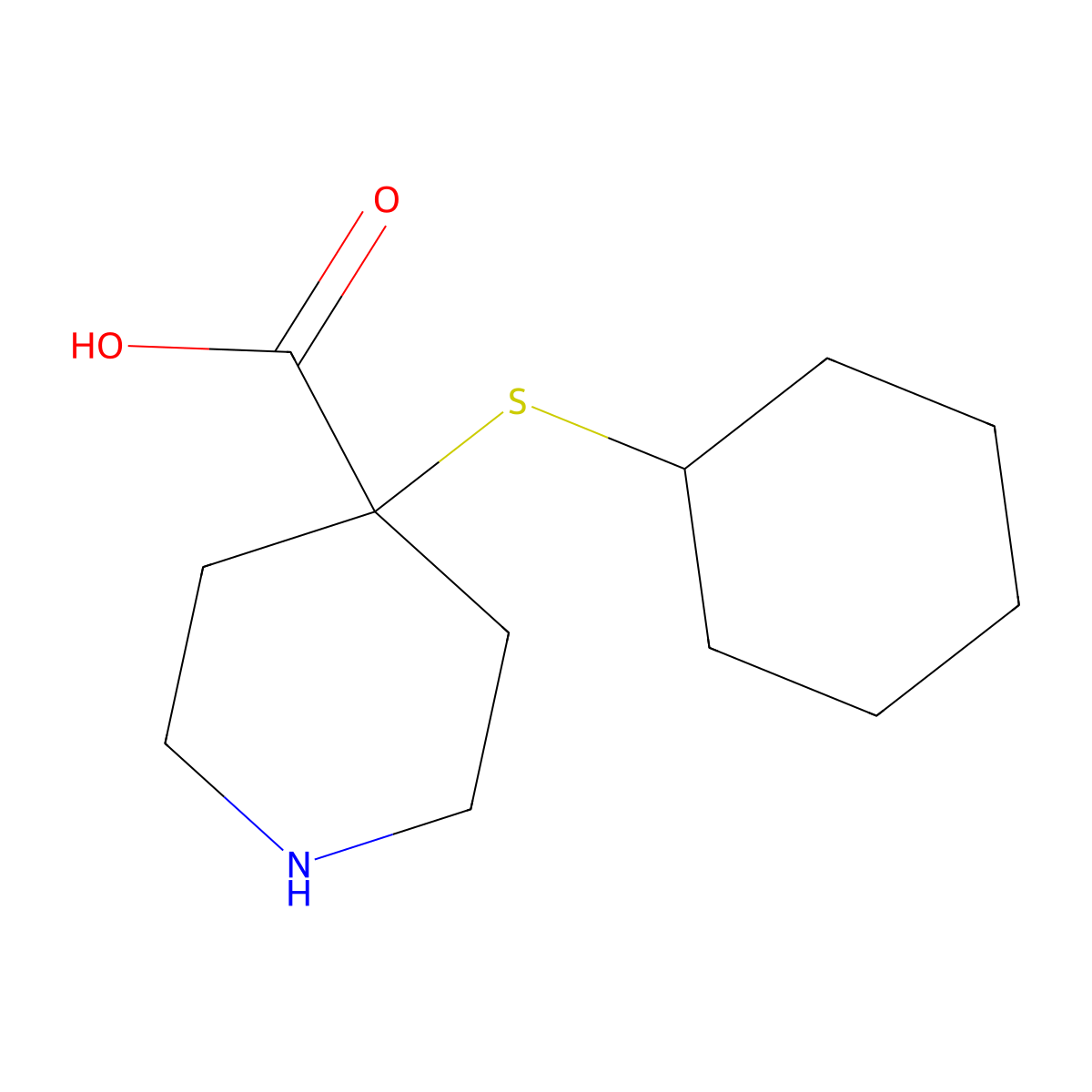 4-(Cyclohexylsulfanyl)piperidine-4-carboxylic acid molecular structure, CAS 1479943-14-0