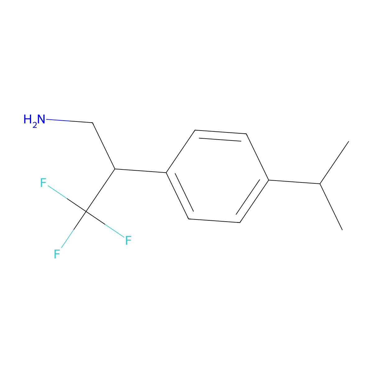 3,3,3-Trifluoro-2-(4-isopropylphenyl)propan-1-amine molecular structure, CAS 1479945-38-4
