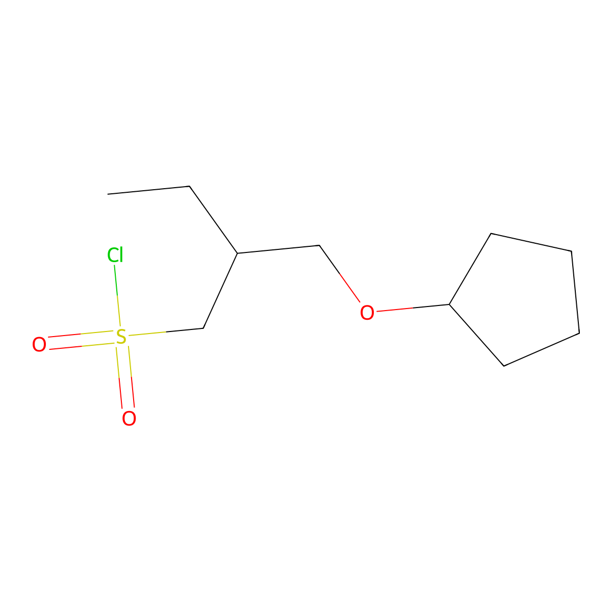 2-((Cyclopentyloxy)methyl)butane-1-sulfonyl chloride molecular structure, CAS 1479964-30-1