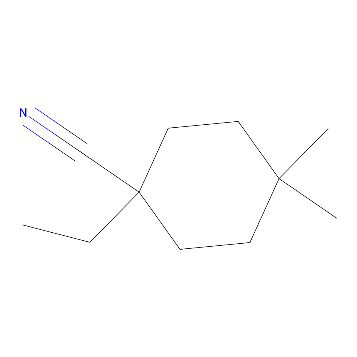 1-Ethyl-4,4-dimethylcyclohexane-1-carbonitrile molecular structure, CAS 1479967-95-7
