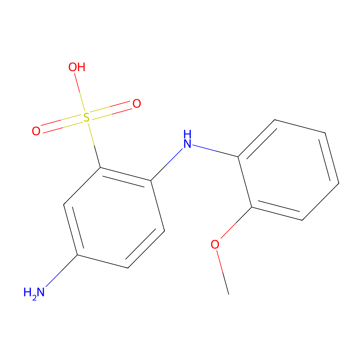5-Amino-2-((2-methoxyphenyl)amino)benzenesulphonic acid molecular structure, CAS 148-54-9