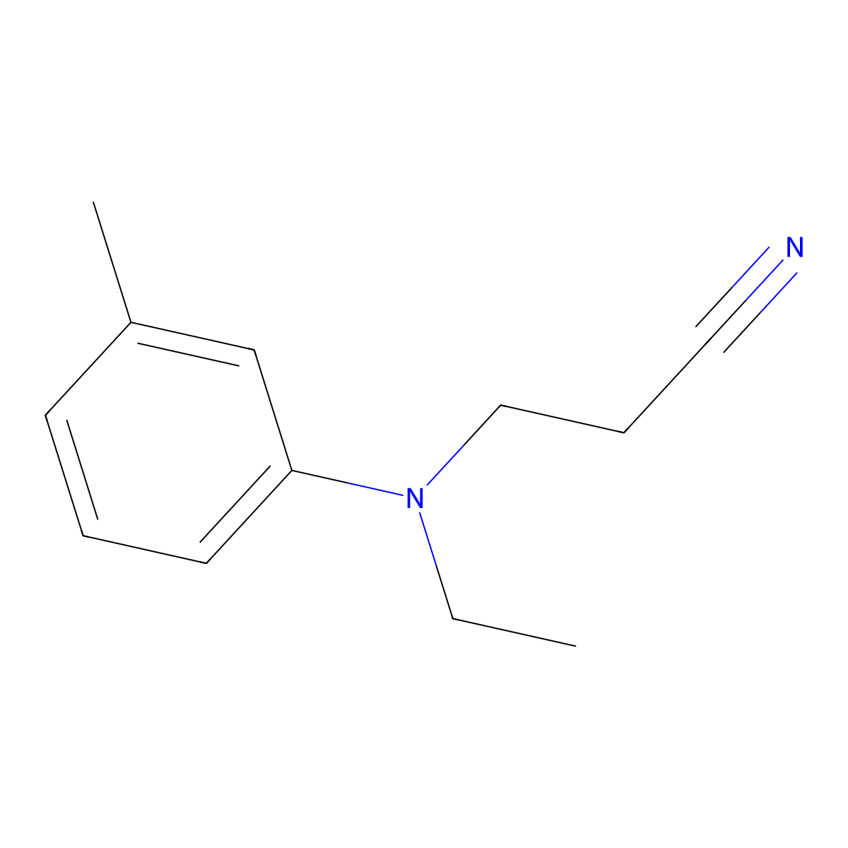 3-(Ethyl(3-methylphenyl)amino)propanenitrile molecular structure, CAS 148-69-6