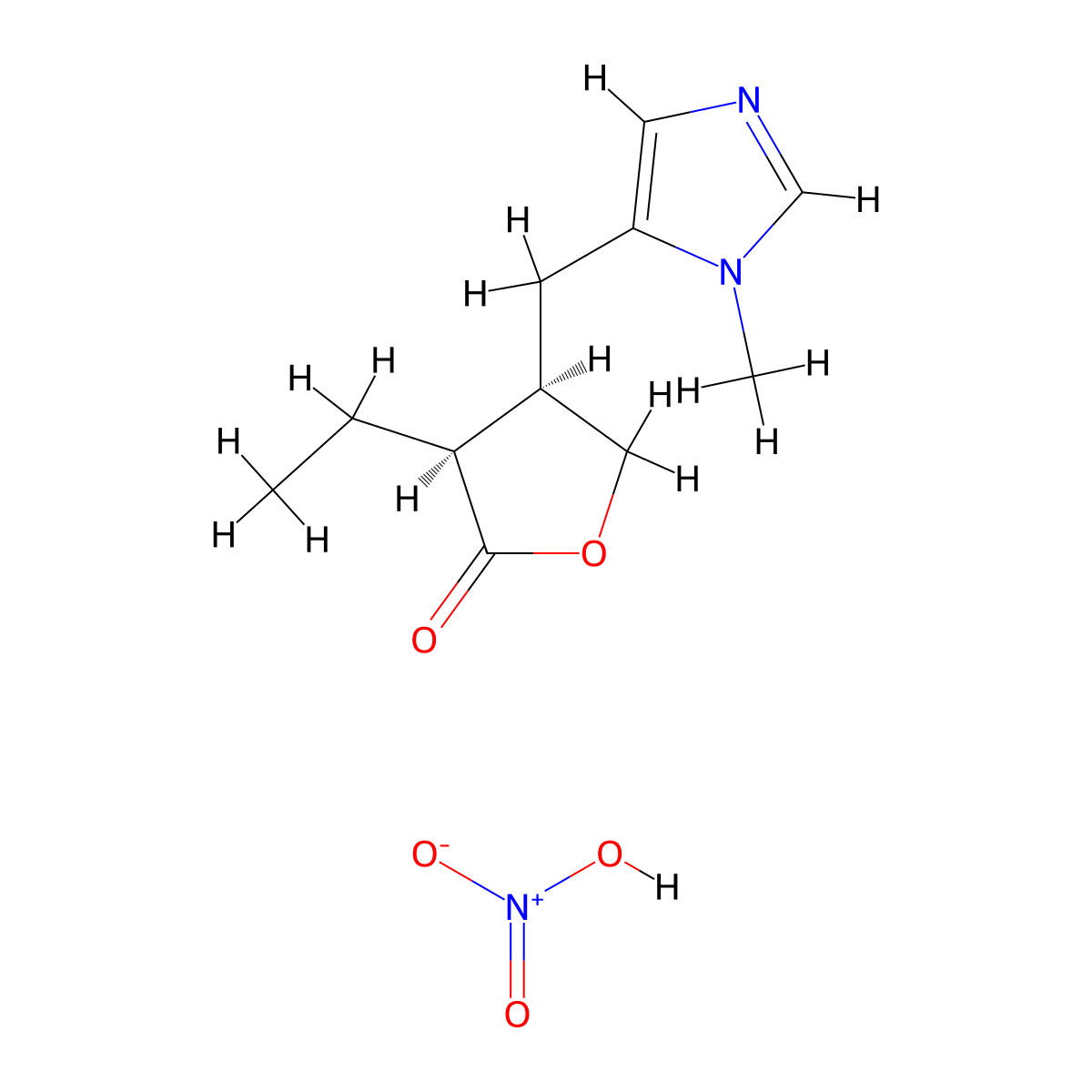 Pilocarpine Nitrate molecular structure, CAS 148-72-1