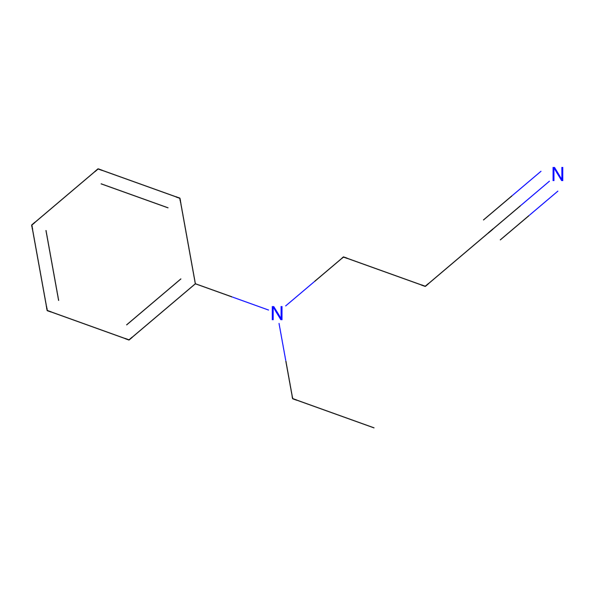 3-(Ethylphenylamino)propanenitrile molecular structure, CAS 148-87-8