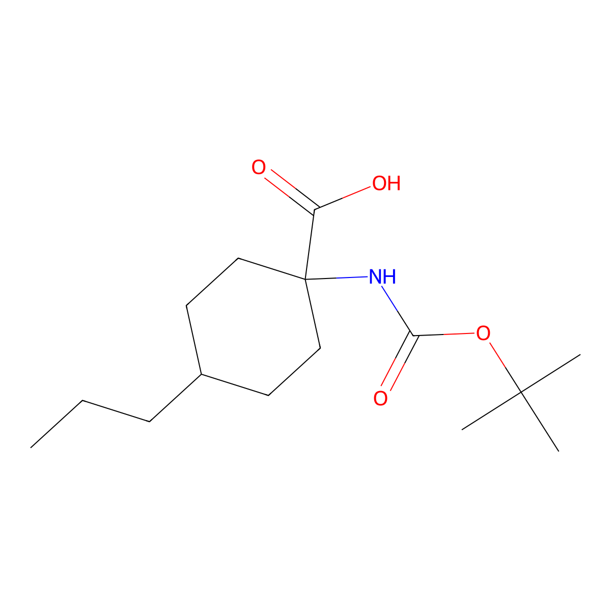 1-{[(Tert-butoxy)carbonyl]amino}-4-propylcyclohexane-1-carboxylic acid molecular structure, CAS 1480003-92-6