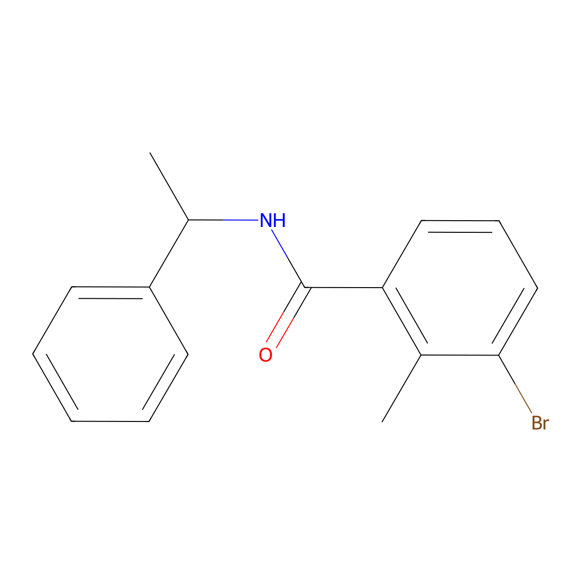3-bromo-2-methyl-N-(1-phenylethyl)benzamide molecular structure, CAS 1480039-42-6