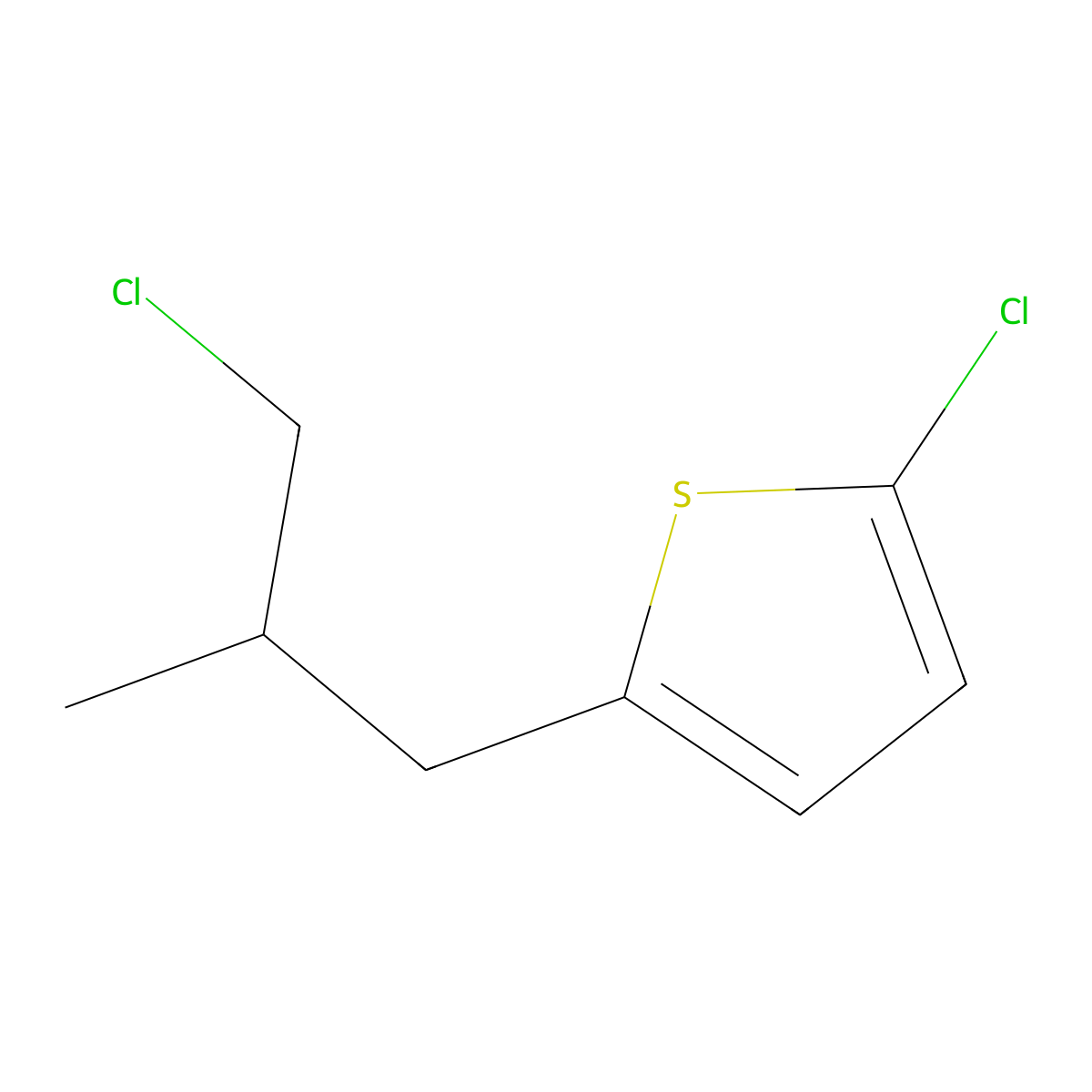 2-Chloro-5-(3-chloro-2-methylpropyl)thiophene molecular structure, CAS 1480043-04-6
