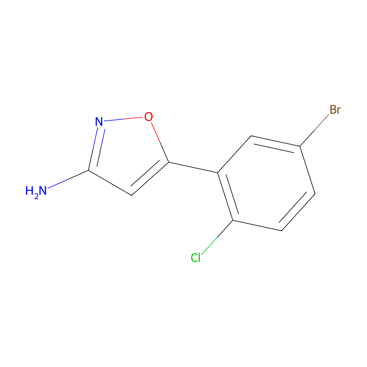 5-(5-Bromo-2-chlorophenyl)isoxazol-3-amine molecular structure, CAS 1480051-19-1