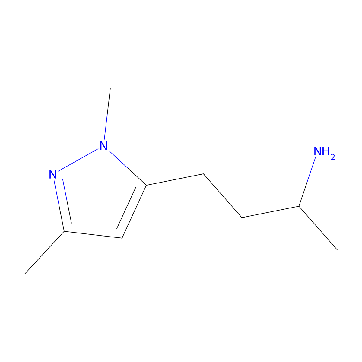 4-(1,3-dimethyl-1H-pyrazol-5-yl)butan-2-amine molecular structure, CAS 1480054-95-2