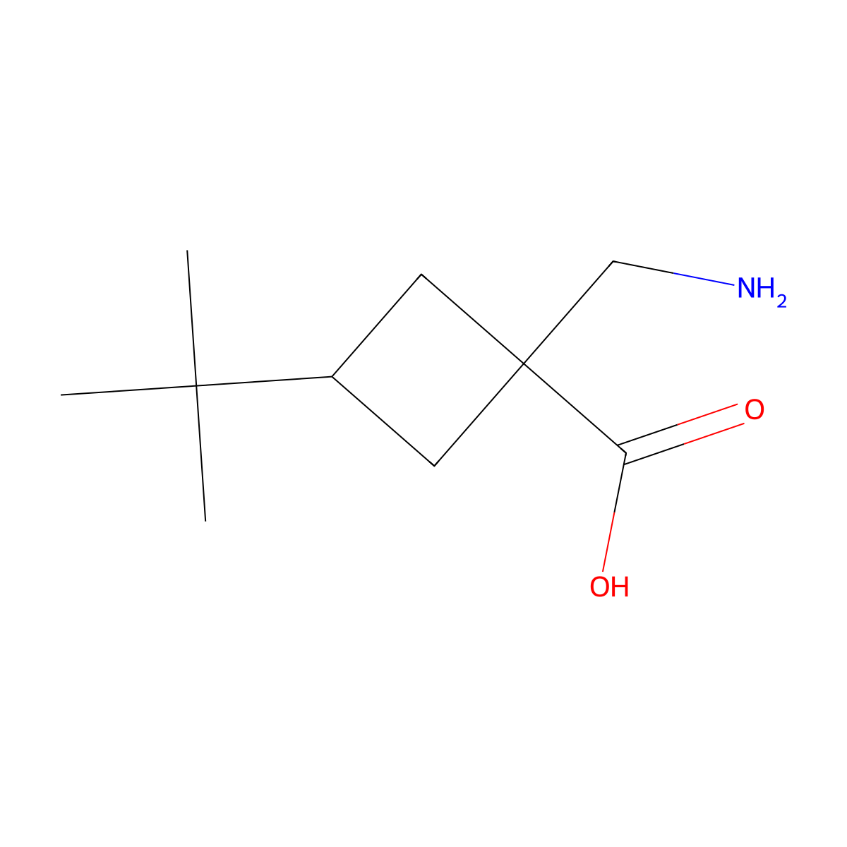 1-(Aminomethyl)-3-tert-butylcyclobutane-1-carboxylic acid molecular structure, CAS 1480058-05-6