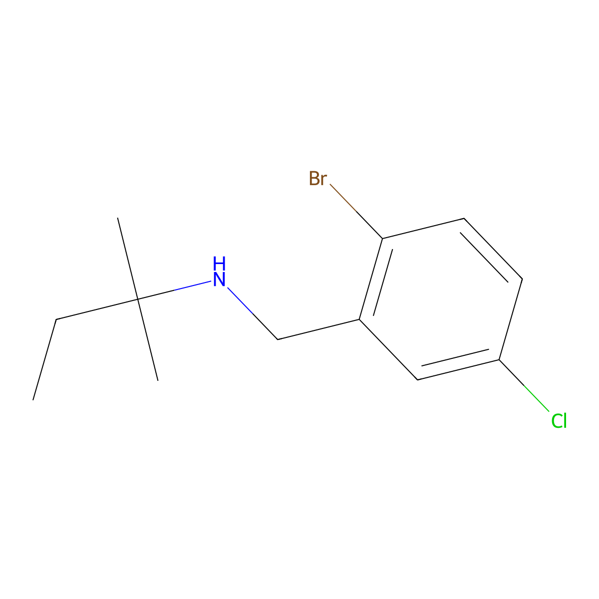 [(2-Bromo-5-chlorophenyl)methyl](2-methylbutan-2-yl)amine molecular structure, CAS 1480067-38-6