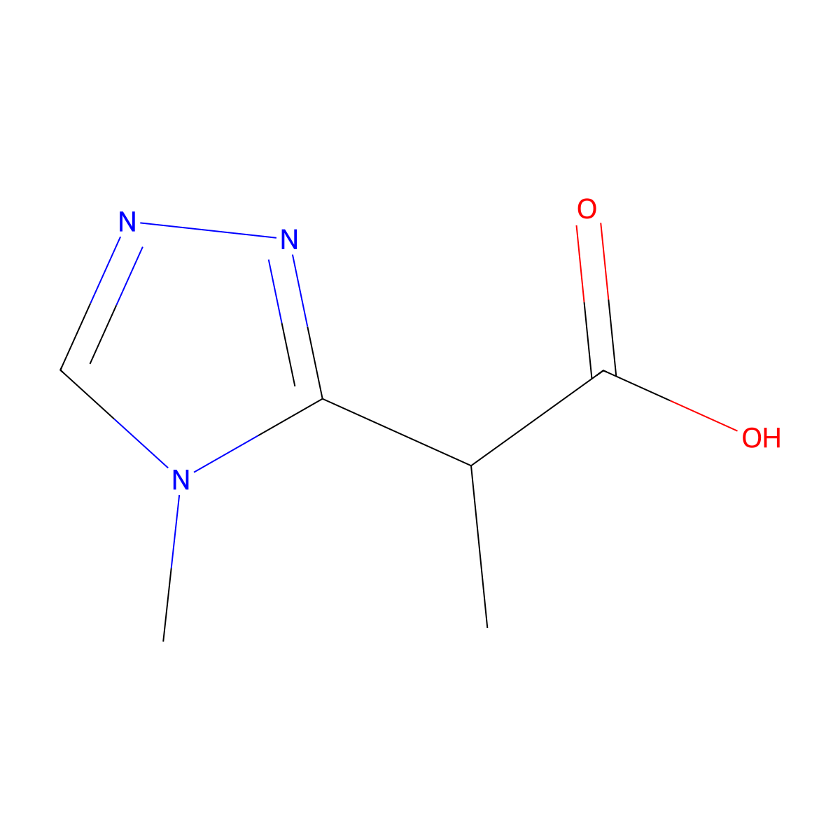 2-(4-Methyl-4H-1,2,4-triazol-3-yl)propanoic acid molecular structure, CAS 1480071-44-0