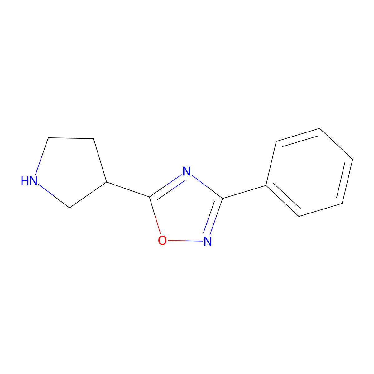 3-Phenyl-5-(pyrrolidin-3-yl)-1,2,4-oxadiazole molecular structure, CAS 1480077-98-2