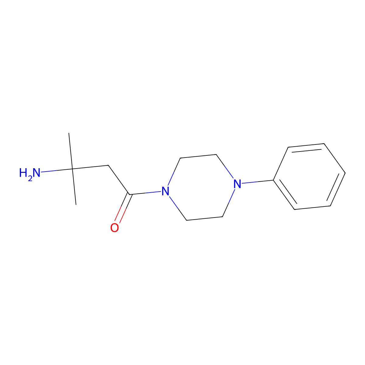 3-Amino-3-methyl-1-(4-phenylpiperazin-1-yl)butan-1-one molecular structure, CAS 1480106-01-1