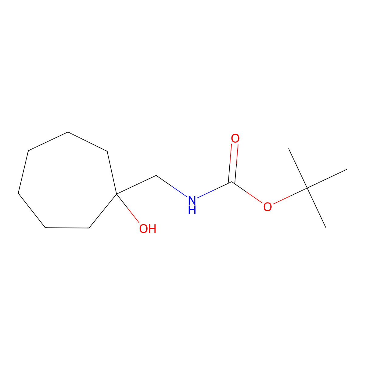 tert-butyl N-[(1-hydroxycycloheptyl)methyl]carbamate molecular structure, CAS 1480119-86-5