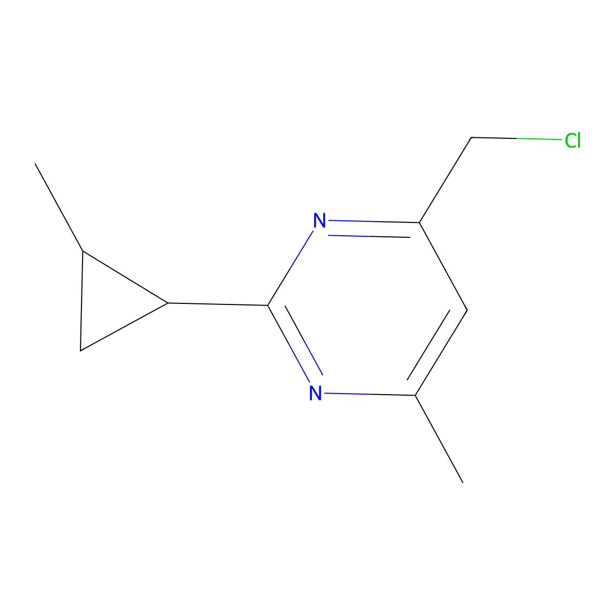 4-(Chloromethyl)-6-methyl-2-(2-methylcyclopropyl)pyrimidine molecular structure, CAS 1480129-17-6
