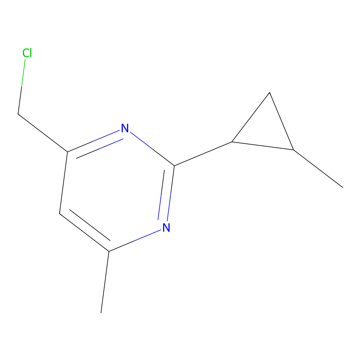 4-(Chloromethyl)-6-methyl-2-(2-methylcyclopropyl)pyrimidine molecular structure, CAS 1480129-17-6
