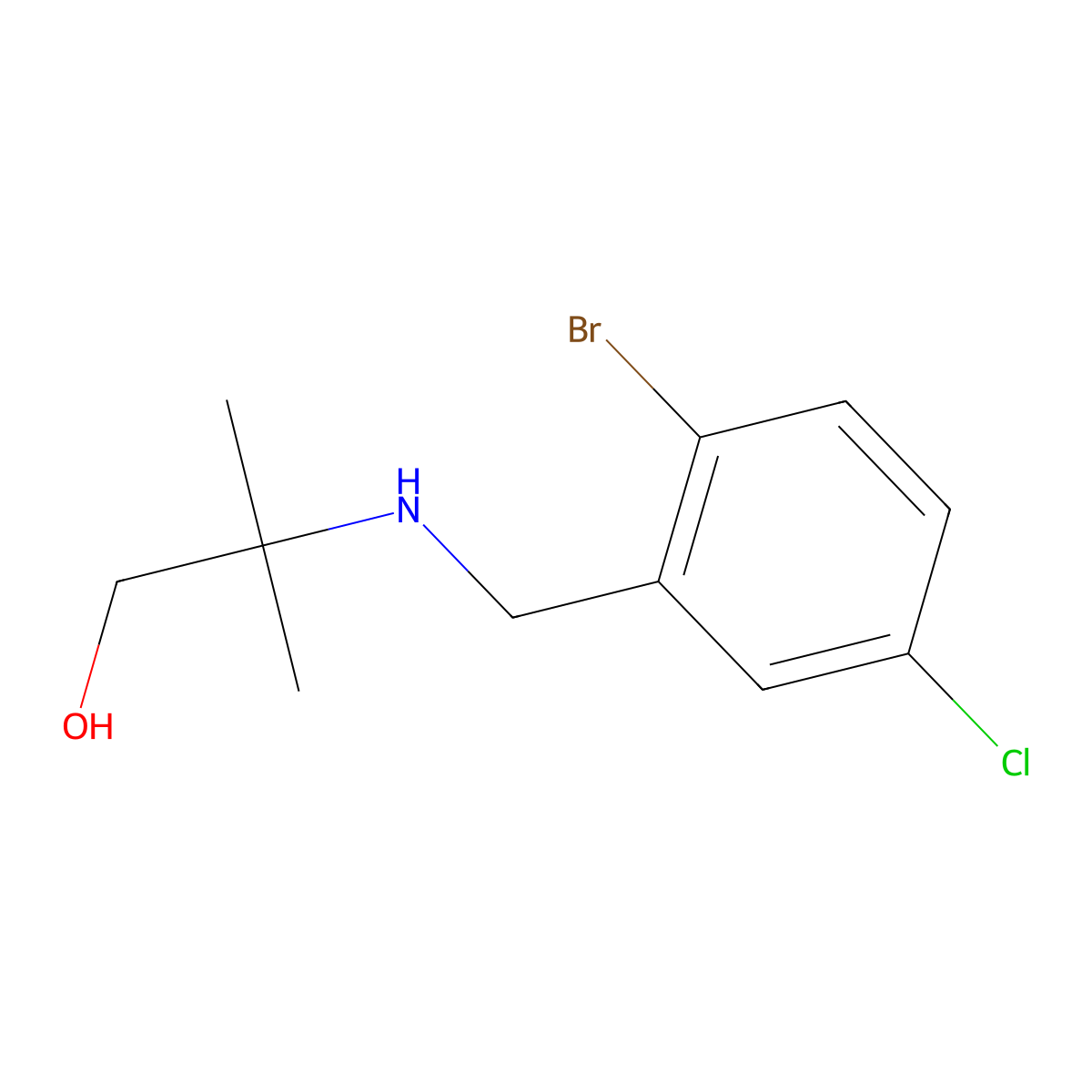 2-{[(2-Bromo-5-chlorophenyl)methyl]amino}-2-methylpropan-1-ol molecular structure, CAS 1480135-88-3