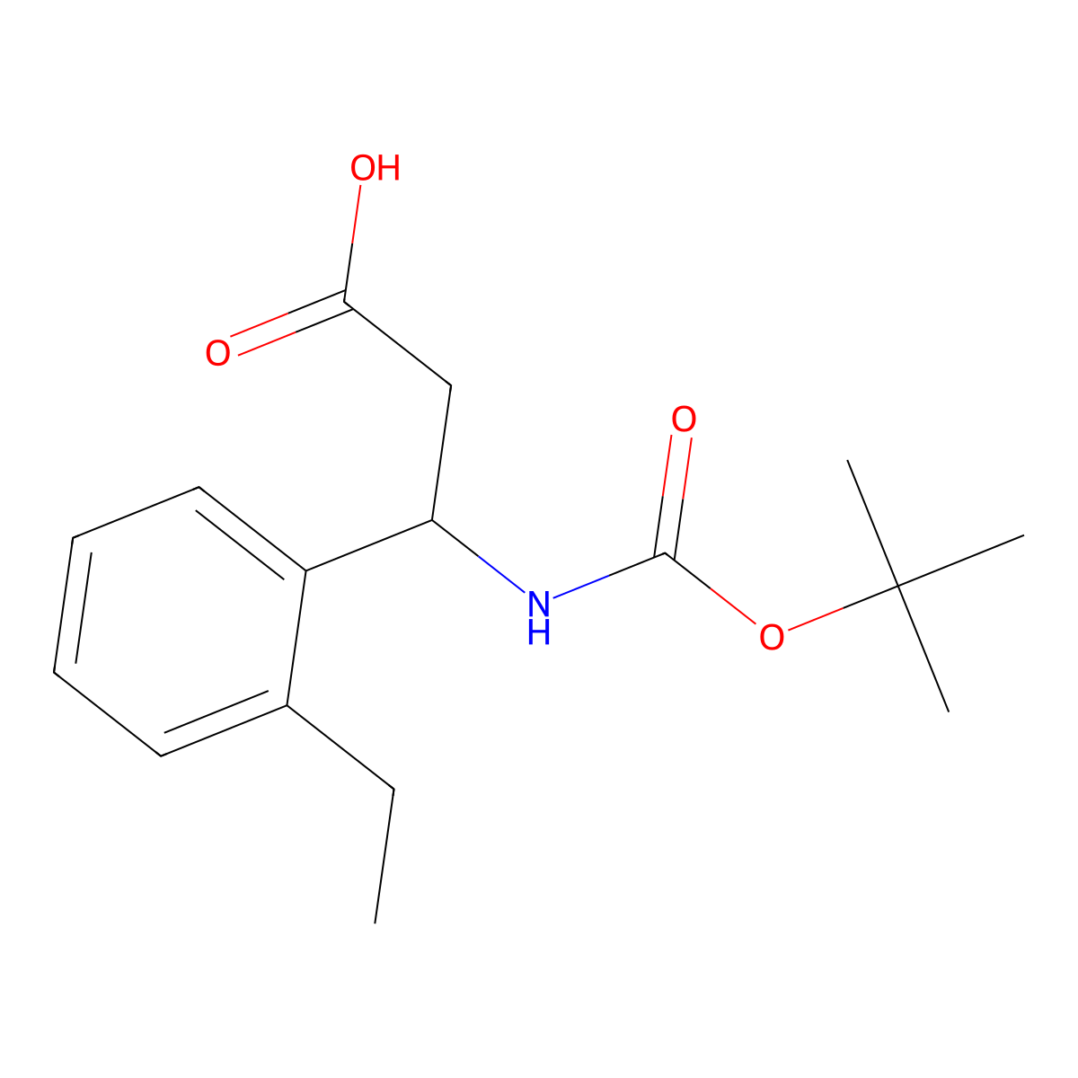 3-{[(Tert-butoxy)carbonyl]amino}-3-(2-ethylphenyl)propanoic acid molecular structure, CAS 1480141-78-3