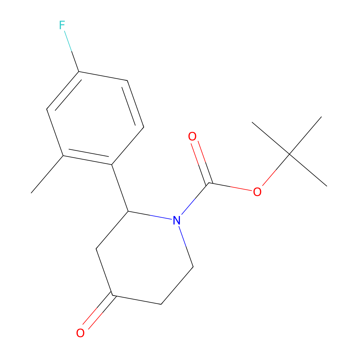 tert-Butyl 2-(4-fluoro-2-methylphenyl)-4-oxopiperidine-1-carboxylate molecular structure, CAS 1480151-85-6