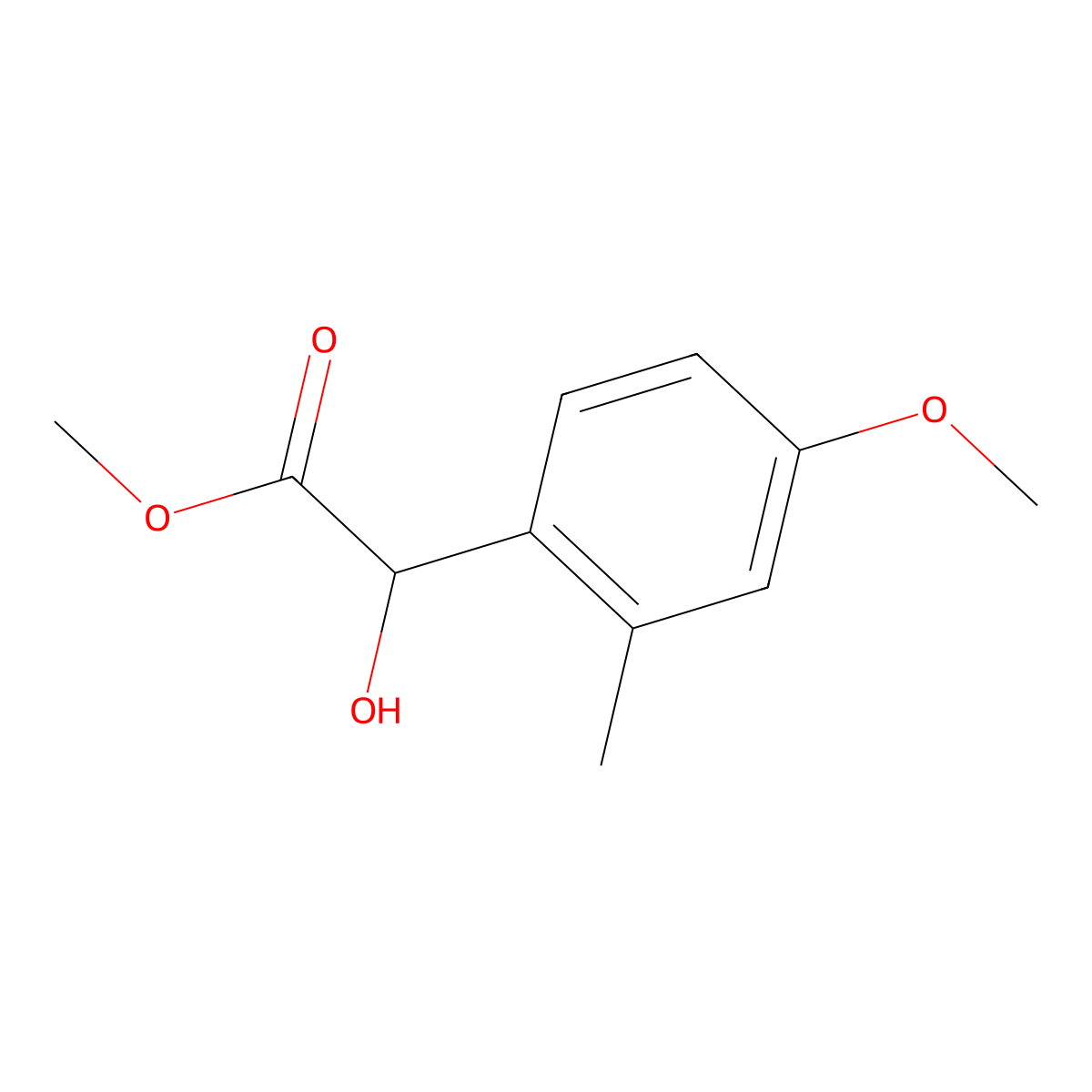 Methyl 2-hydroxy-2-(4-methoxy-2-methylphenyl)acetate molecular structure, CAS 1480194-50-0