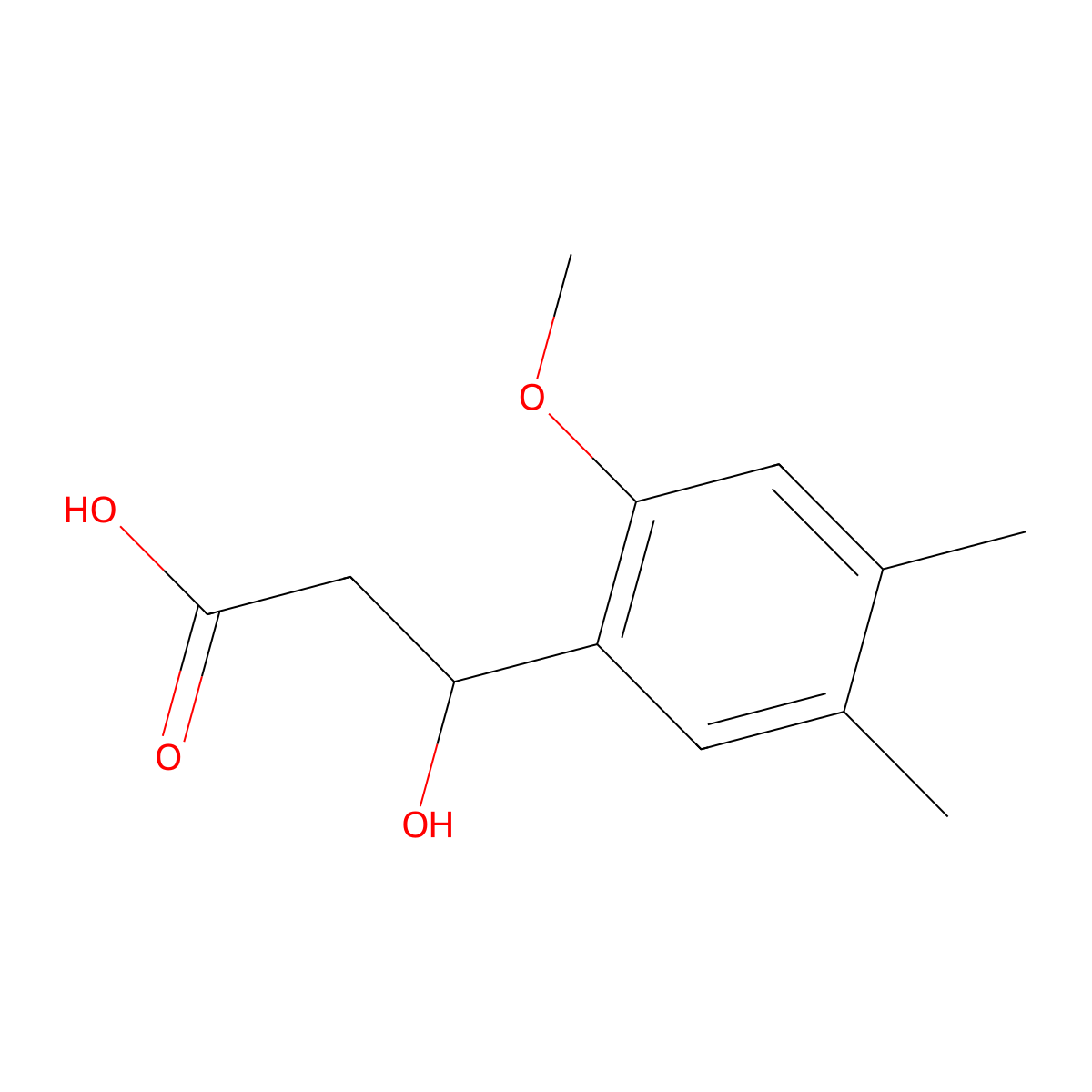 3-Hydroxy-3-(2-methoxy-4,5-dimethylphenyl)propanoic acid molecular structure, CAS 1480194-96-4