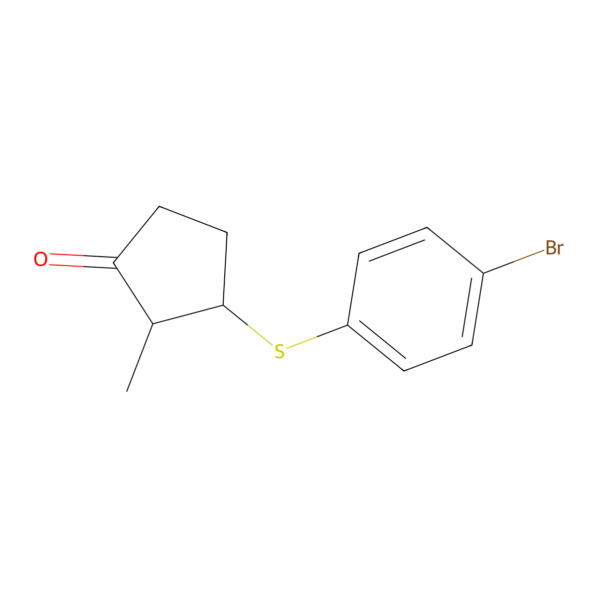 3-[(4-Bromophenyl)sulfanyl]-2-methylcyclopentan-1-one molecular structure, CAS 1480215-17-5