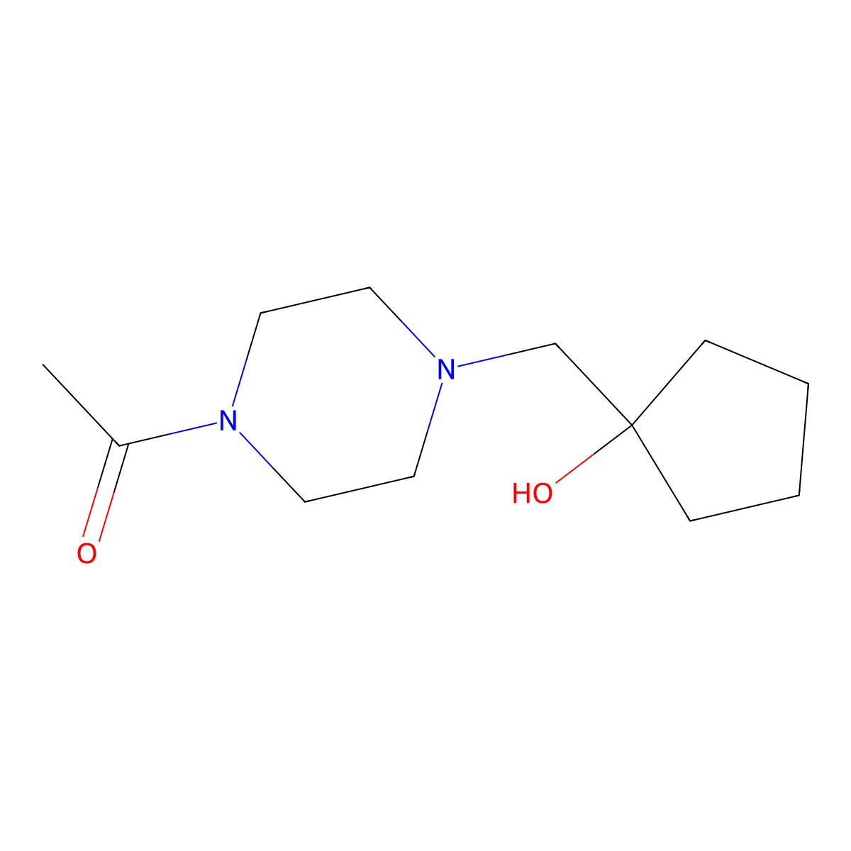 1-(4-((1-Hydroxycyclopentyl)methyl)piperazin-1-yl)ethan-1-one molecular structure, CAS 1480223-17-3