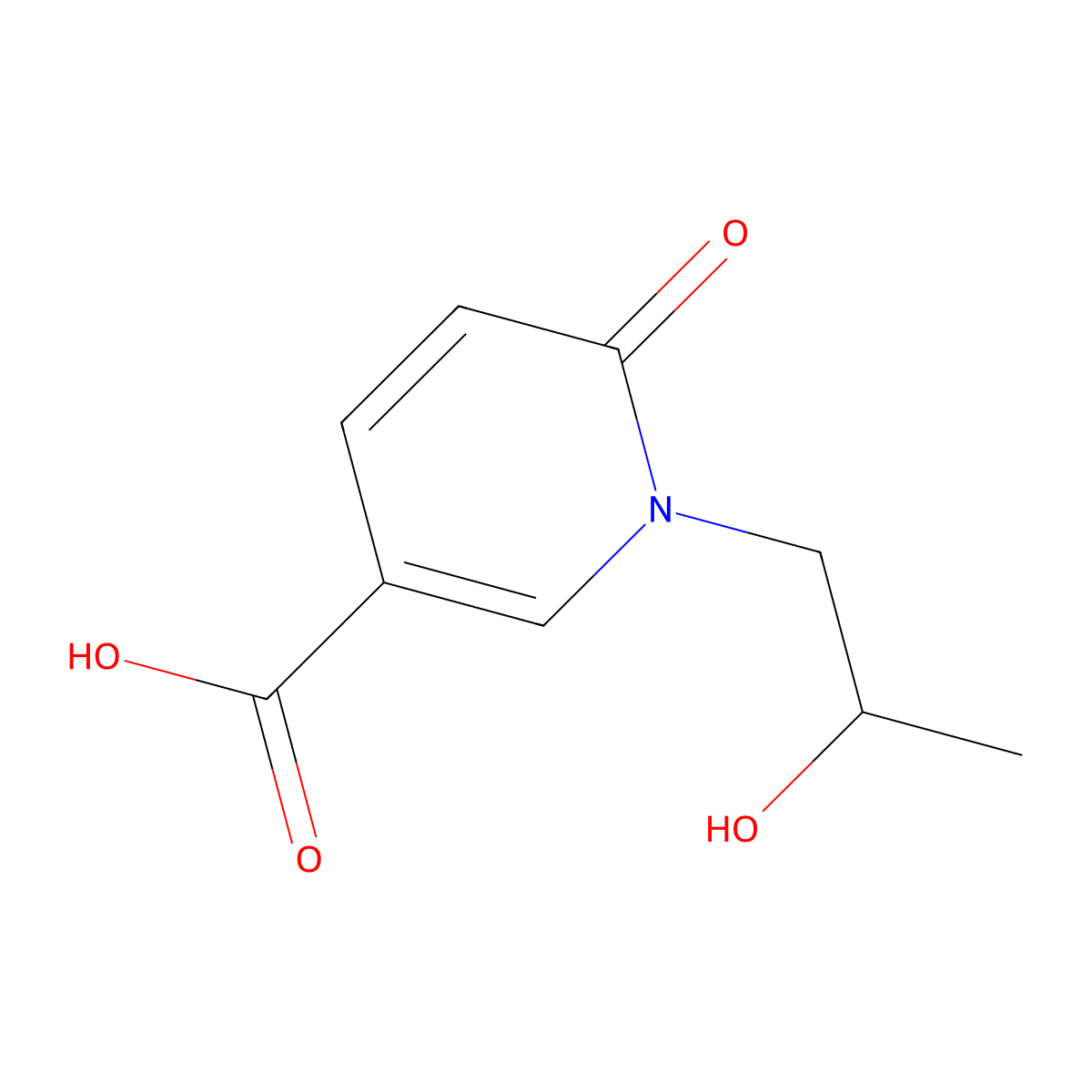 1-(2-Hydroxypropyl)-6-oxo-1,6-dihydropyridine-3-carboxylic acid molecular structure, CAS 1480223-23-1