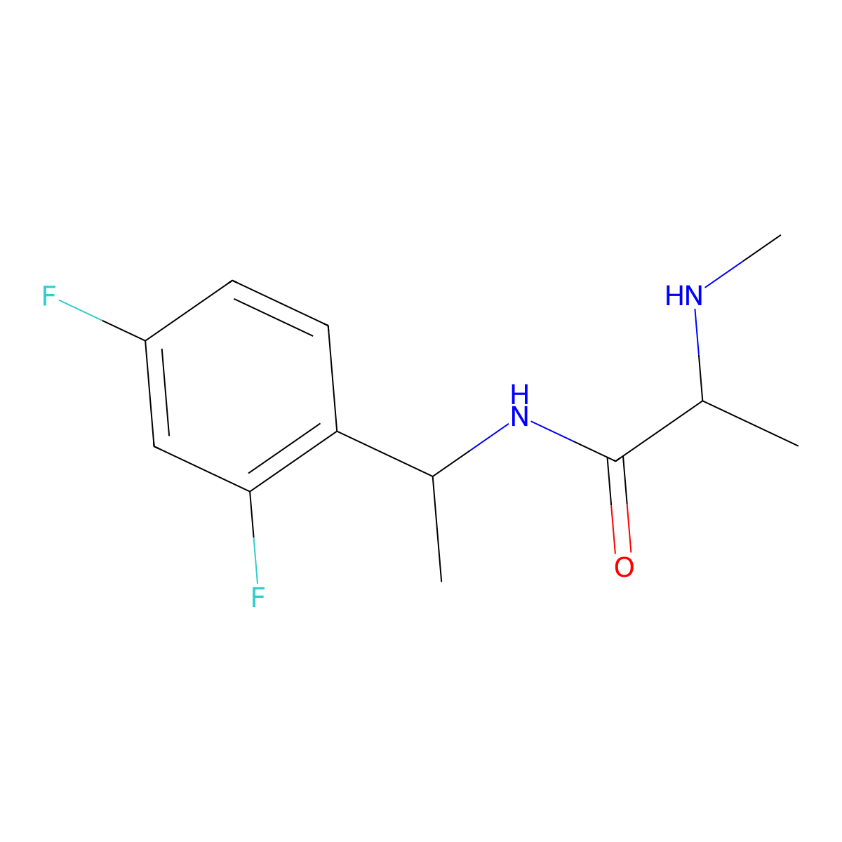 N-[1-(2,4-difluorophenyl)ethyl]-2-(methylamino)propanamide molecular structure, CAS 1480228-69-0