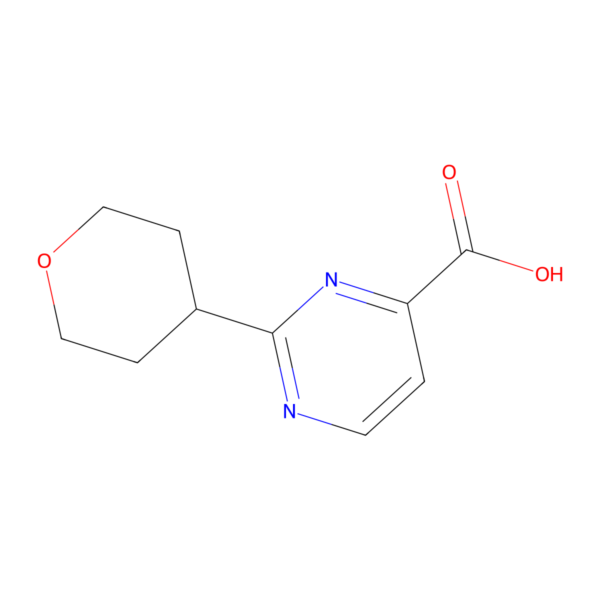2-(Oxan-4-yl)pyrimidine-4-carboxylic acid molecular structure, CAS 1480252-69-4