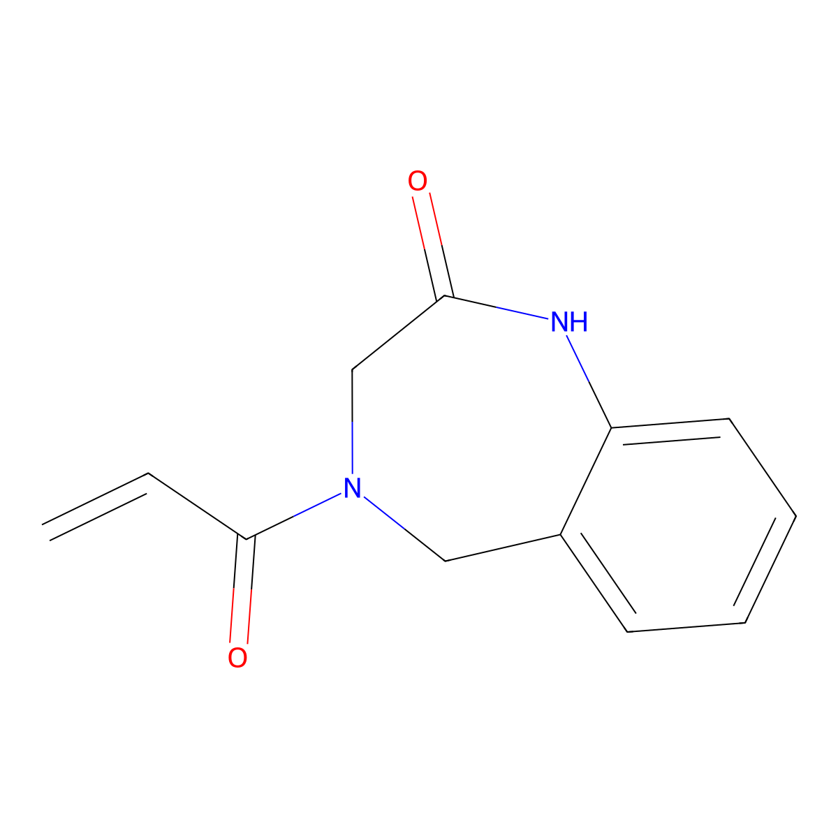 4-(prop-2-enoyl)-2,3,4,5-tetrahydro-1H-1,4-benzodiazepin-2-one molecular structure, CAS 1480259-81-1