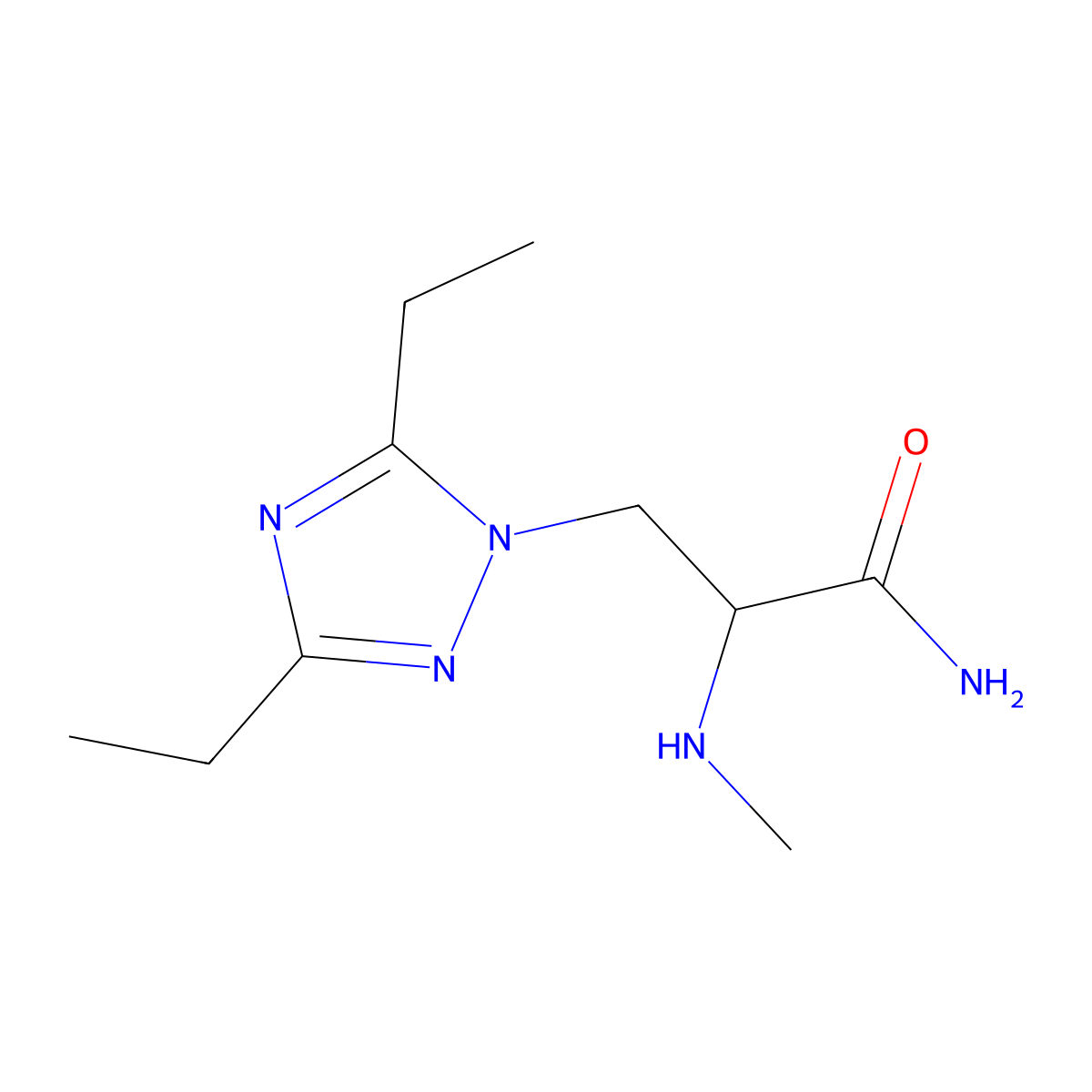 3-(3,5-Diethyl-1h-1,2,4-triazol-1-yl)-2-(methylamino)propanamide molecular structure, CAS 1480279-13-7