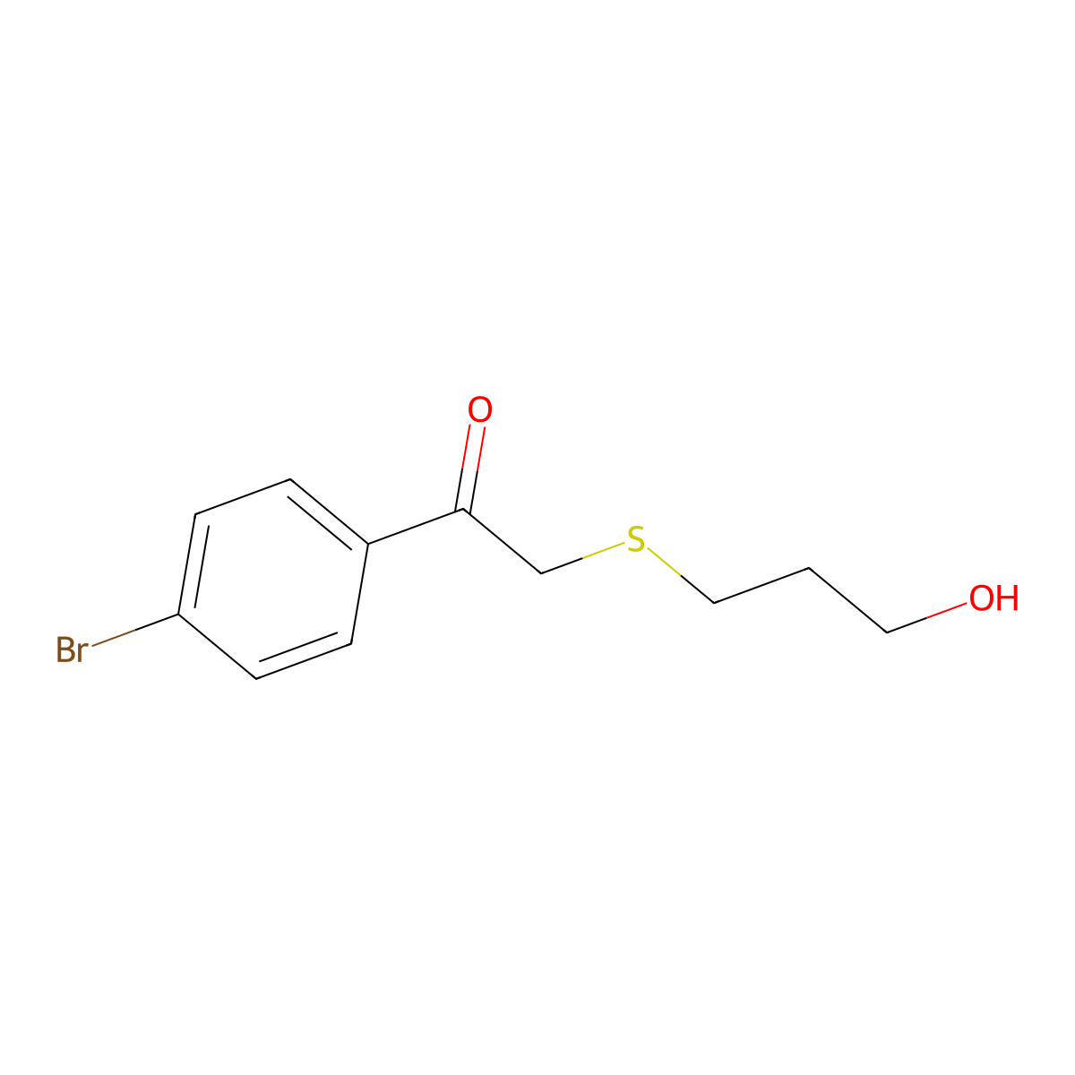 1-(4-Bromophenyl)-2-((3-hydroxypropyl)thio)ethan-1-one molecular structure, CAS 1480280-06-5
