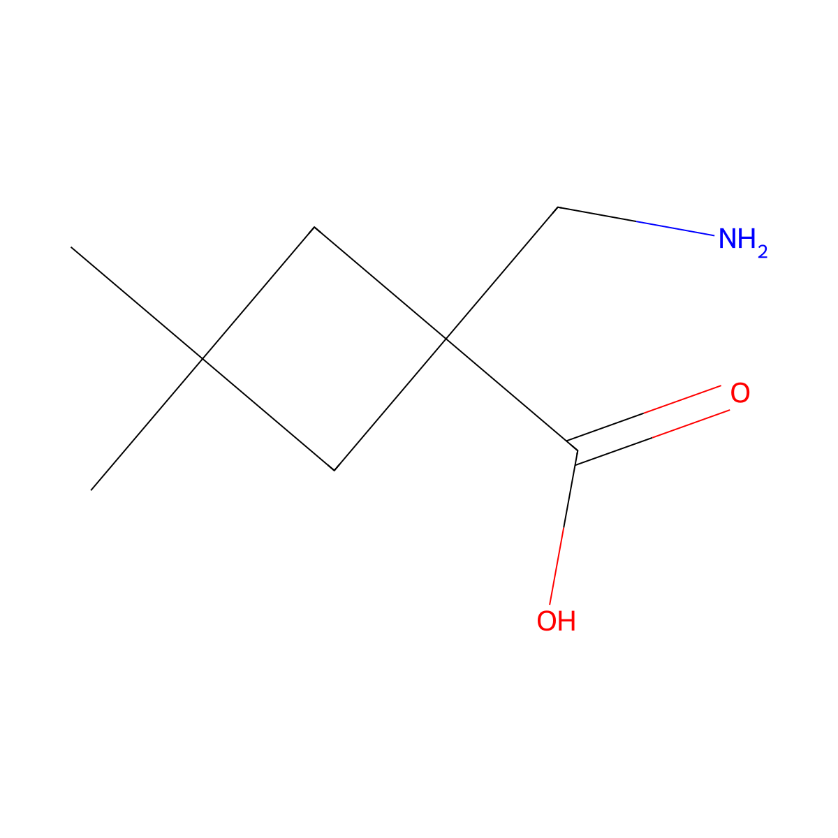 1-(Aminomethyl)-3,3-dimethylcyclobutane-1-carboxylic acid molecular structure, CAS 1480287-78-2