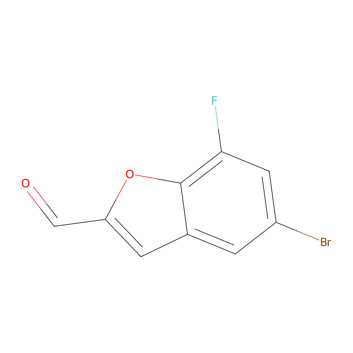 5-Bromo-7-fluoro-1-benzofuran-2-carbaldehyde molecular structure, CAS 1480288-05-8