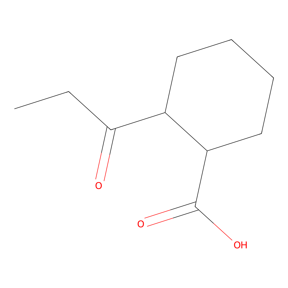 2-Propanoylcyclohexane-1-carboxylic acid molecular structure, CAS 148029-01-0