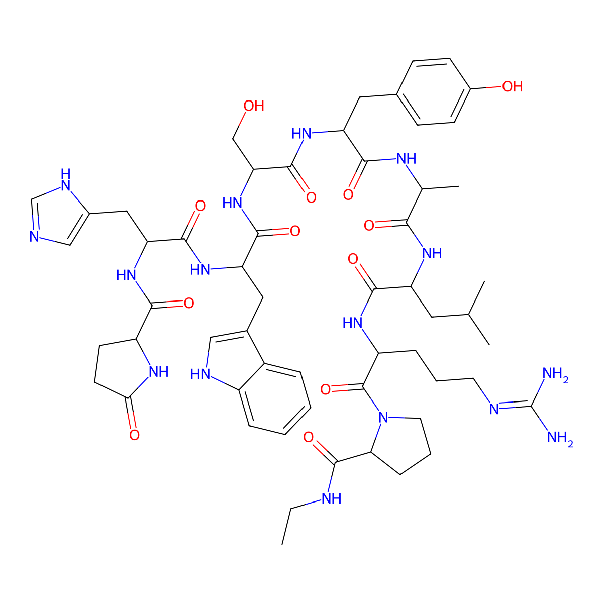 (Des-Gly10,D-Ala6,Pro-NHEt9)-LHRH molecular structure, CAS 148029-26-9