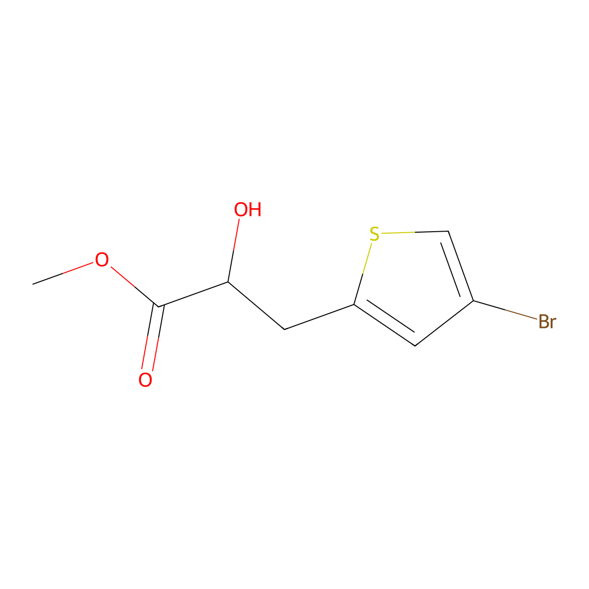 Methyl 3-(4-bromothiophen-2-yl)-2-hydroxypropanoate molecular structure, CAS 1480293-09-1