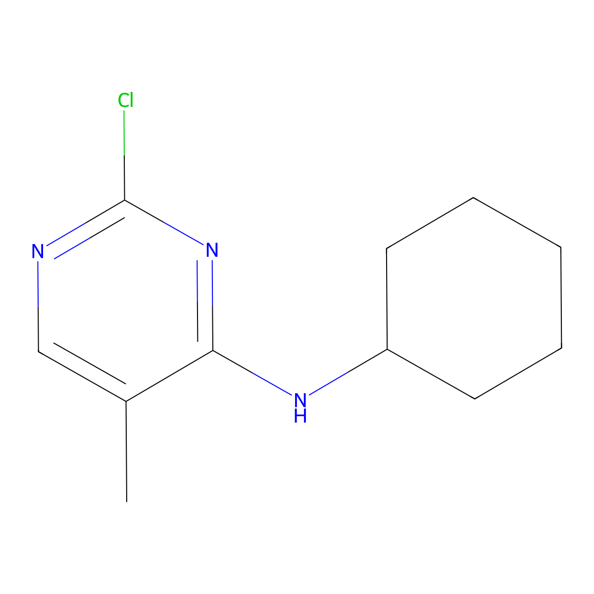 2-chloro-N-cyclohexyl-5-methylpyrimidin-4-amine molecular structure, CAS 1480295-17-7