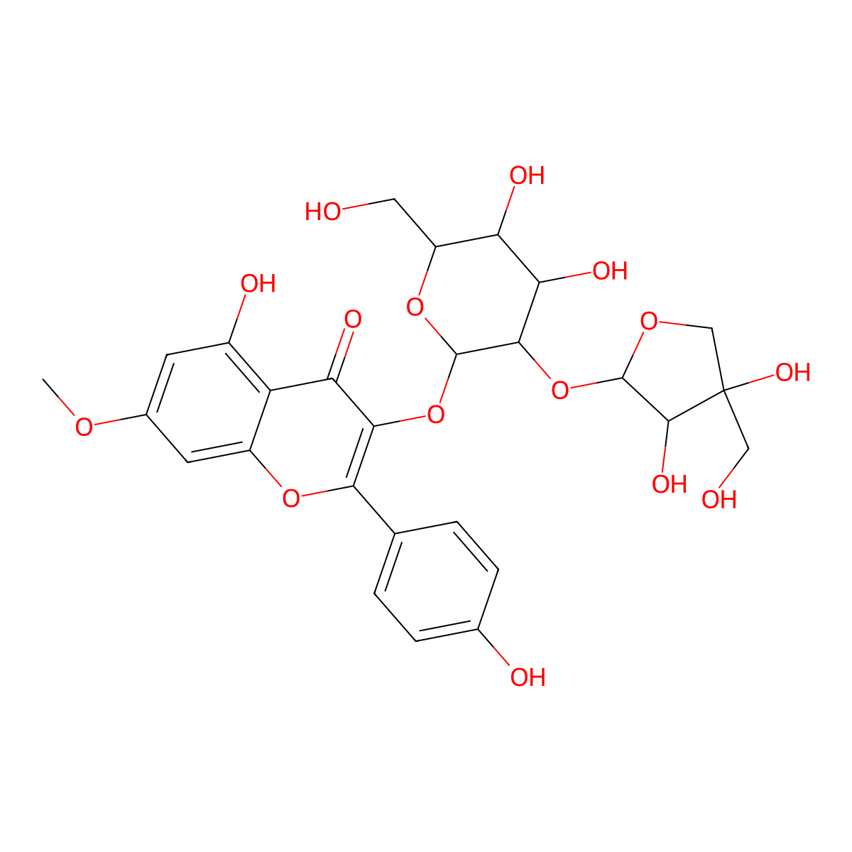 Rhamnocitrin 3-apiosyl-(1->2)-glucoside molecular structure, CAS 148031-68-9