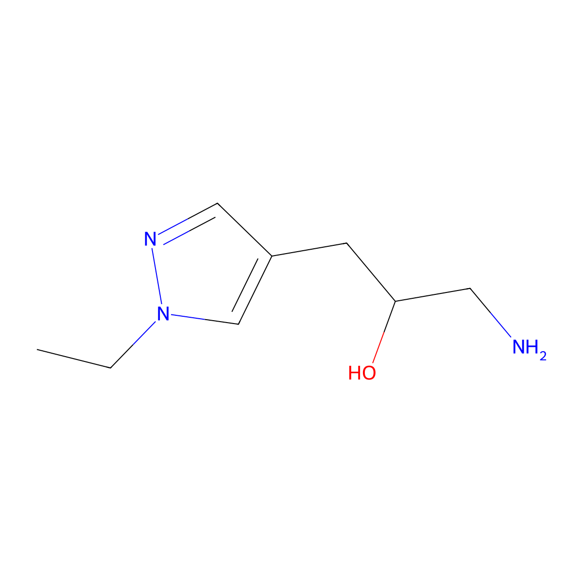 1-Amino-3-(1-ethyl-1h-pyrazol-4-yl)propan-2-ol molecular structure, CAS 1480352-78-0