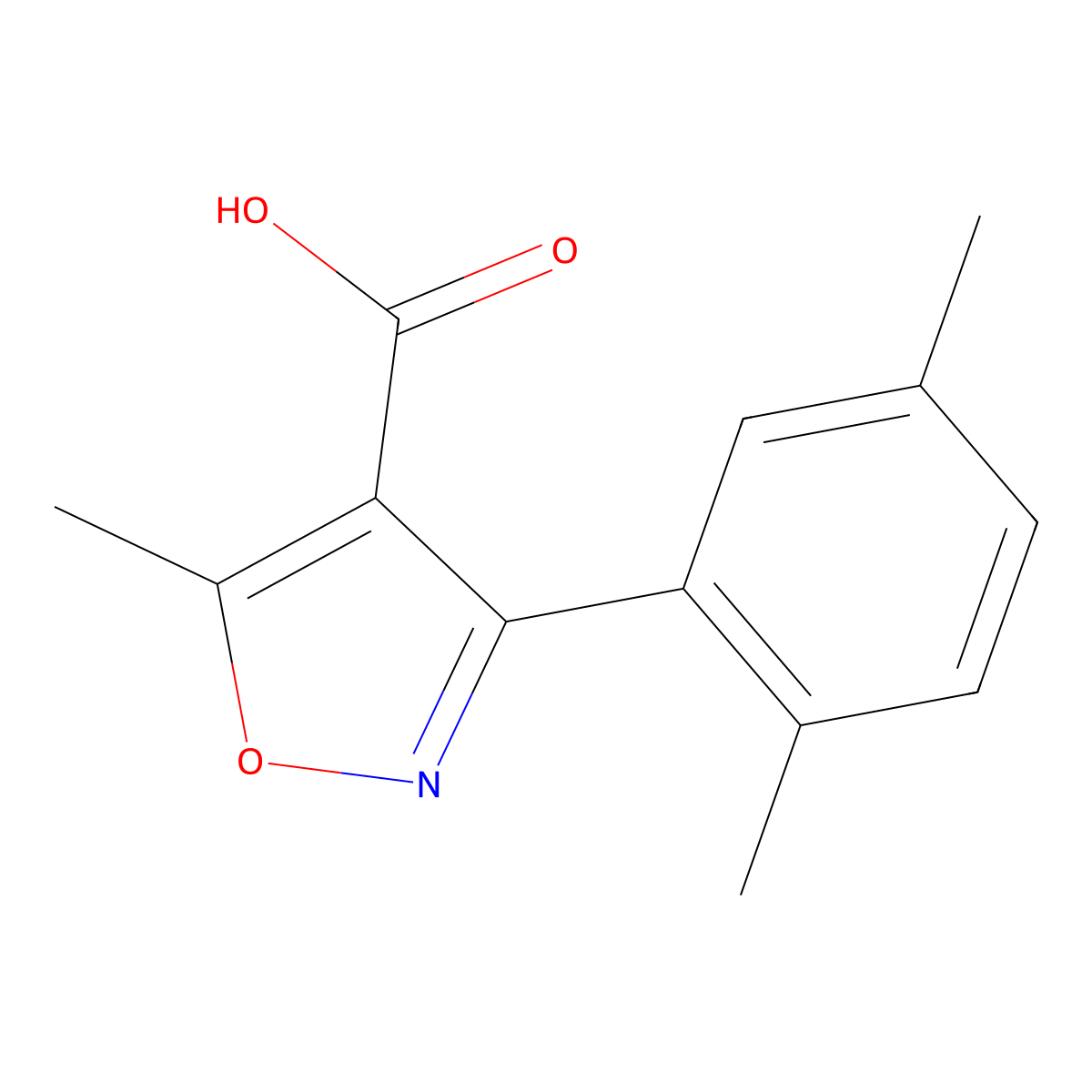 3-(2,5-Dimethylphenyl)-5-methylisoxazole-4-carboxylic acid molecular structure, CAS 1480355-55-2