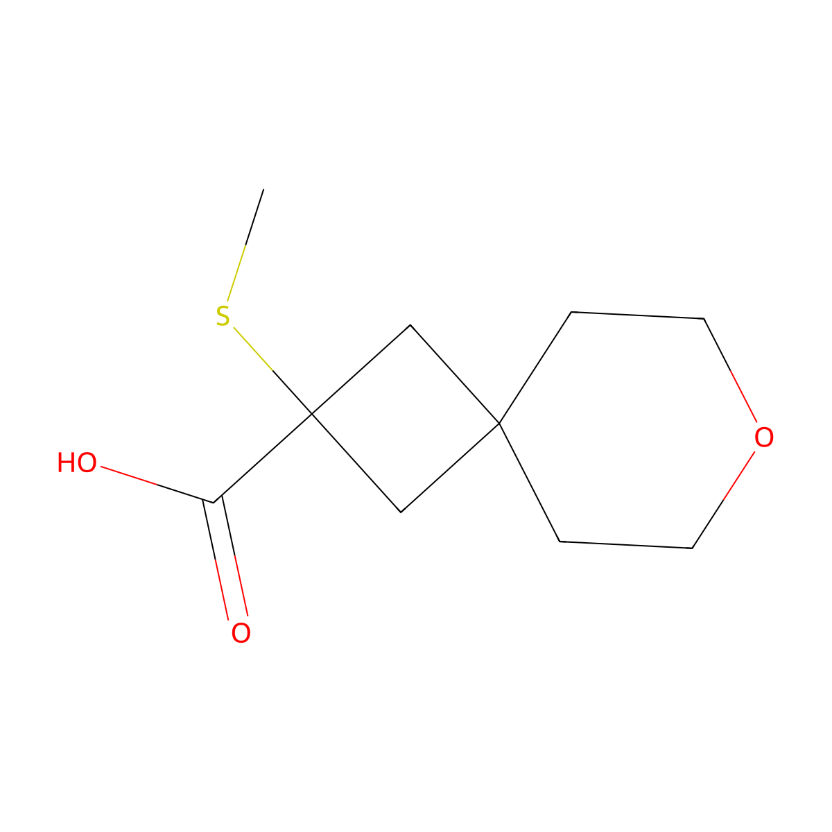 2-(Methylsulfanyl)-7-oxaspiro[3.5]nonane-2-carboxylic acid molecular structure, CAS 1480367-89-2