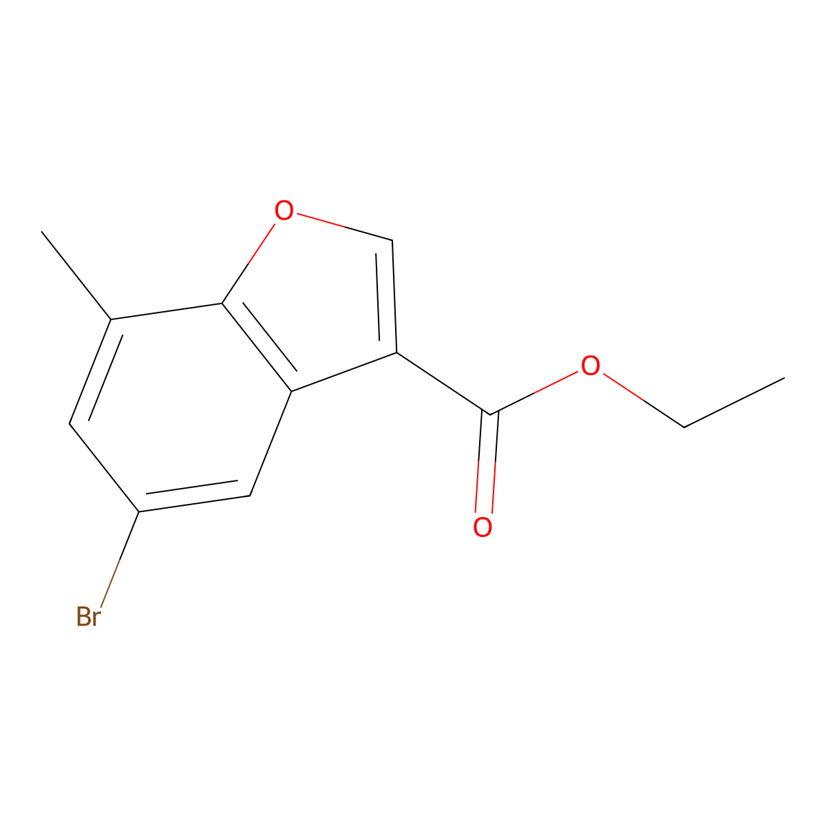 Ethyl 5-bromo-7-methyl-1-benzofuran-3-carboxylate molecular structure, CAS 1480369-70-7