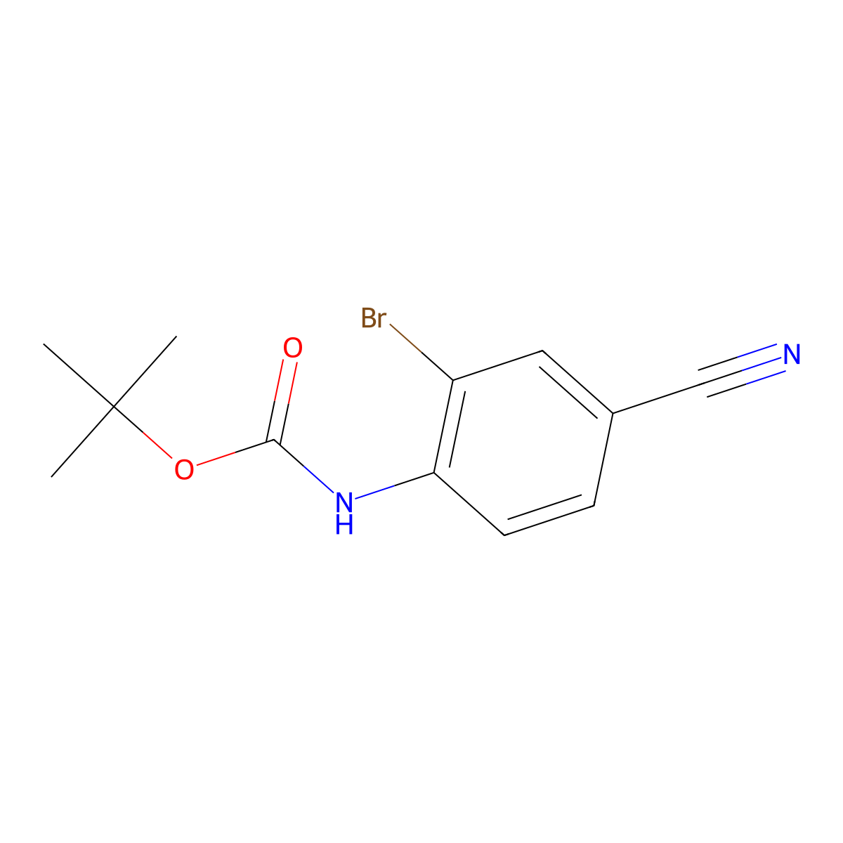 tert-butyl N-(2-bromo-4-cyanophenyl)carbamate molecular structure, CAS 1480381-18-7